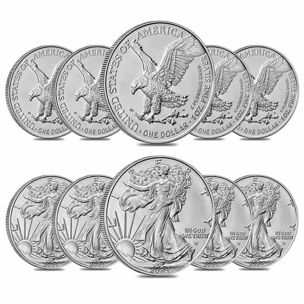 Lot of 10 - 2024 1 Oz Silver American Eagle $1 Coin BU