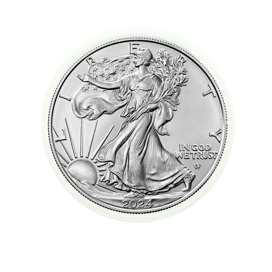 2024 American Silver Eagle .999 Fine Silver in Direct Fit Air Tite with Our Certificate of Authenticity Dollar Uncirculated US Mint