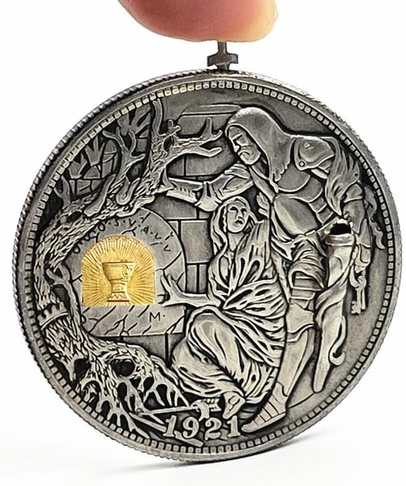 USA Movable Mechanical Coin Hobo Nickel Morgan Dollar Holy Grail Wandering Removeable Sword Amazing Art Handmade Commemorative Coin