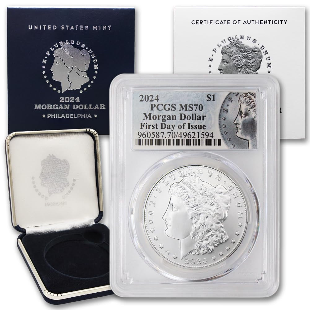 2024 American Silver Morgan Dollar Coin MS-70 (First Day of Issue) with Original Government Packaging $1 MS70 PCGS