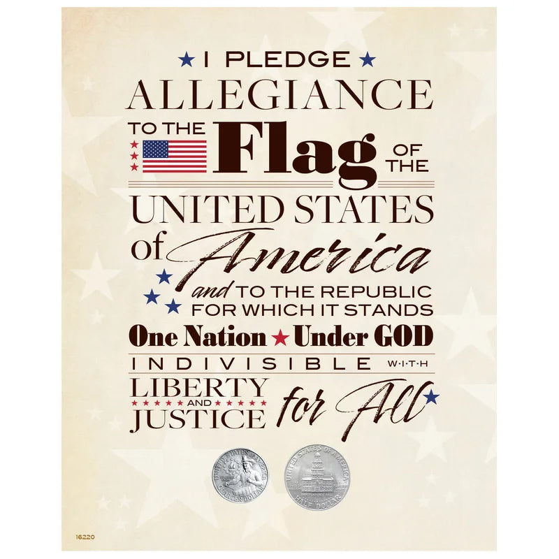 Pledge of Allegiance Bicentennial Quarter and Half Dollar Matted Coin