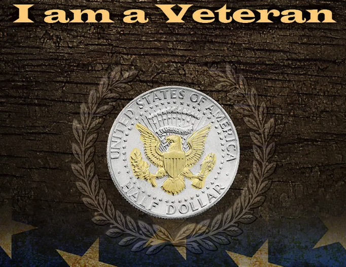 Veteran'S Creed with Genuine JFK Half Dollar Matted Coin