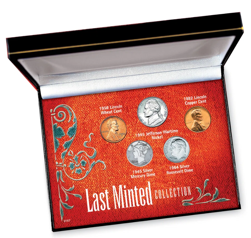 Collectible Last Minted 5-Piece Coin Set in Display Case