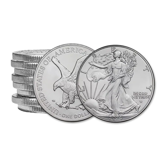 2024 1 Oz American Silver Eagle Coin BU - Lot of 10 Coins