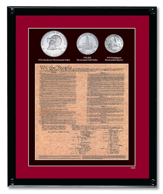 U.S. Constitution with All 3 Bicentennial Framed Memorabilia