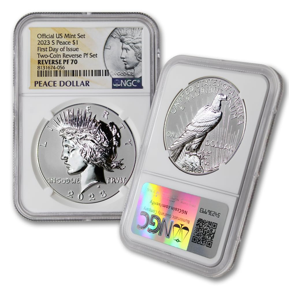 2023 S Set of (2) American Proof Silver Morgan and Peace Dollar Coins Reverse PF-70 (First Day of Issue) $1 Rev PF70 NGC