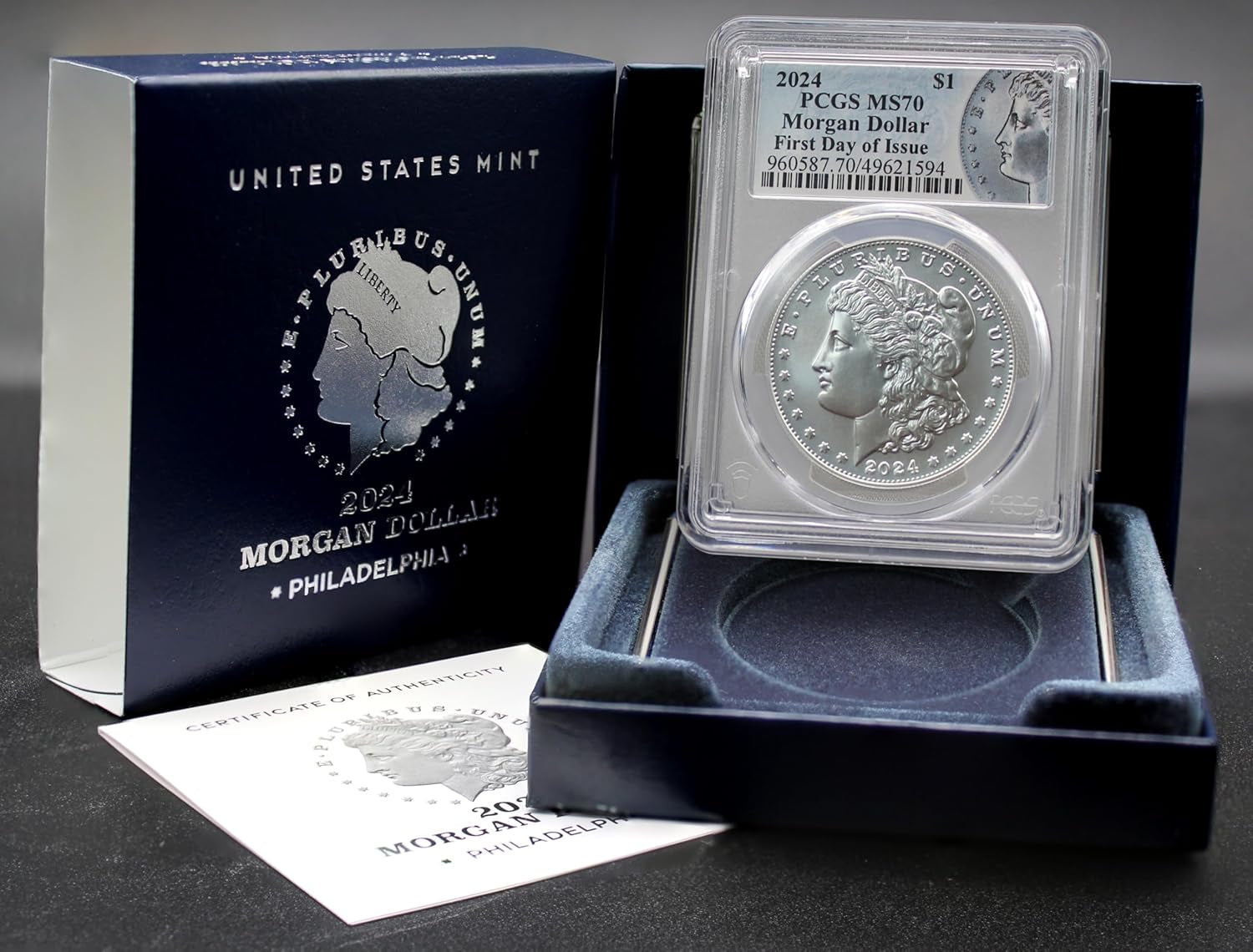 2024 American Silver Morgan Dollar Coin MS-70 (First Day of Issue) with Original Government Packaging $1 MS70 PCGS