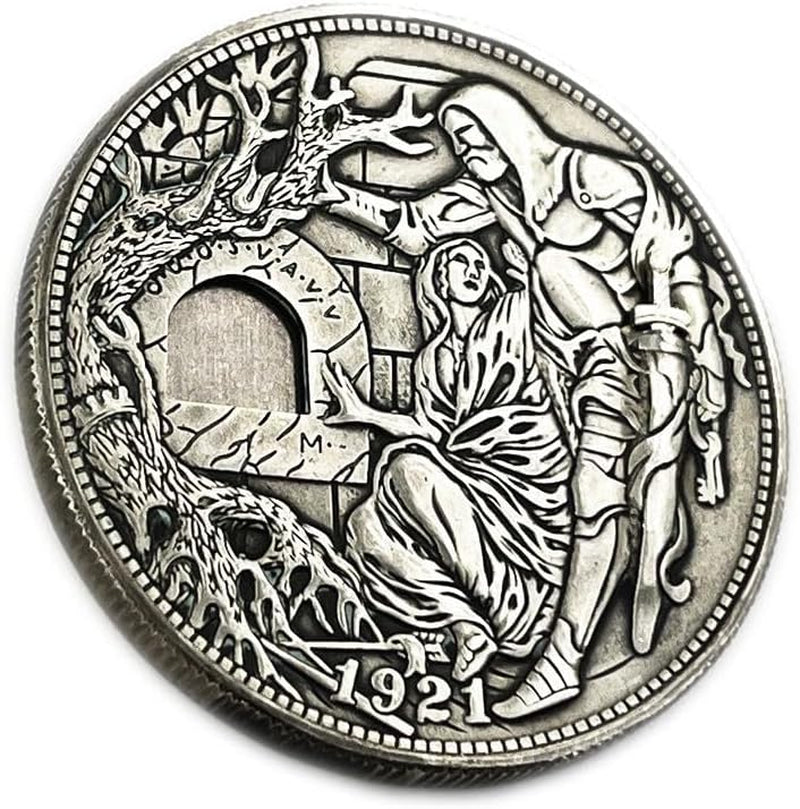 USA Movable Mechanical Coin Hobo Nickel Morgan Dollar Holy Grail Wandering Removeable Sword Amazing Art Handmade Commemorative Coin