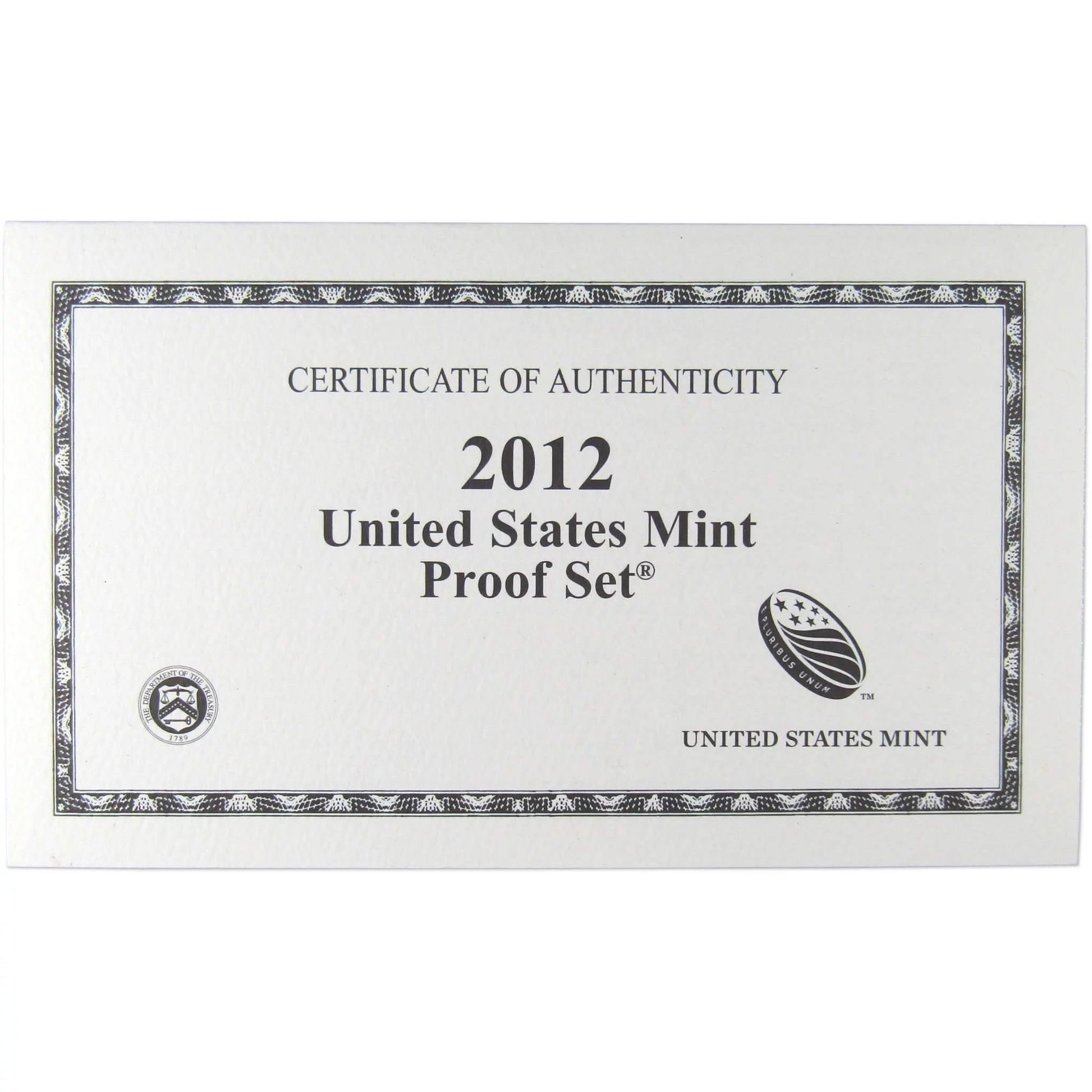 2012 Clad Proof Set U.S. Mint Original Government Packaging OGP COA