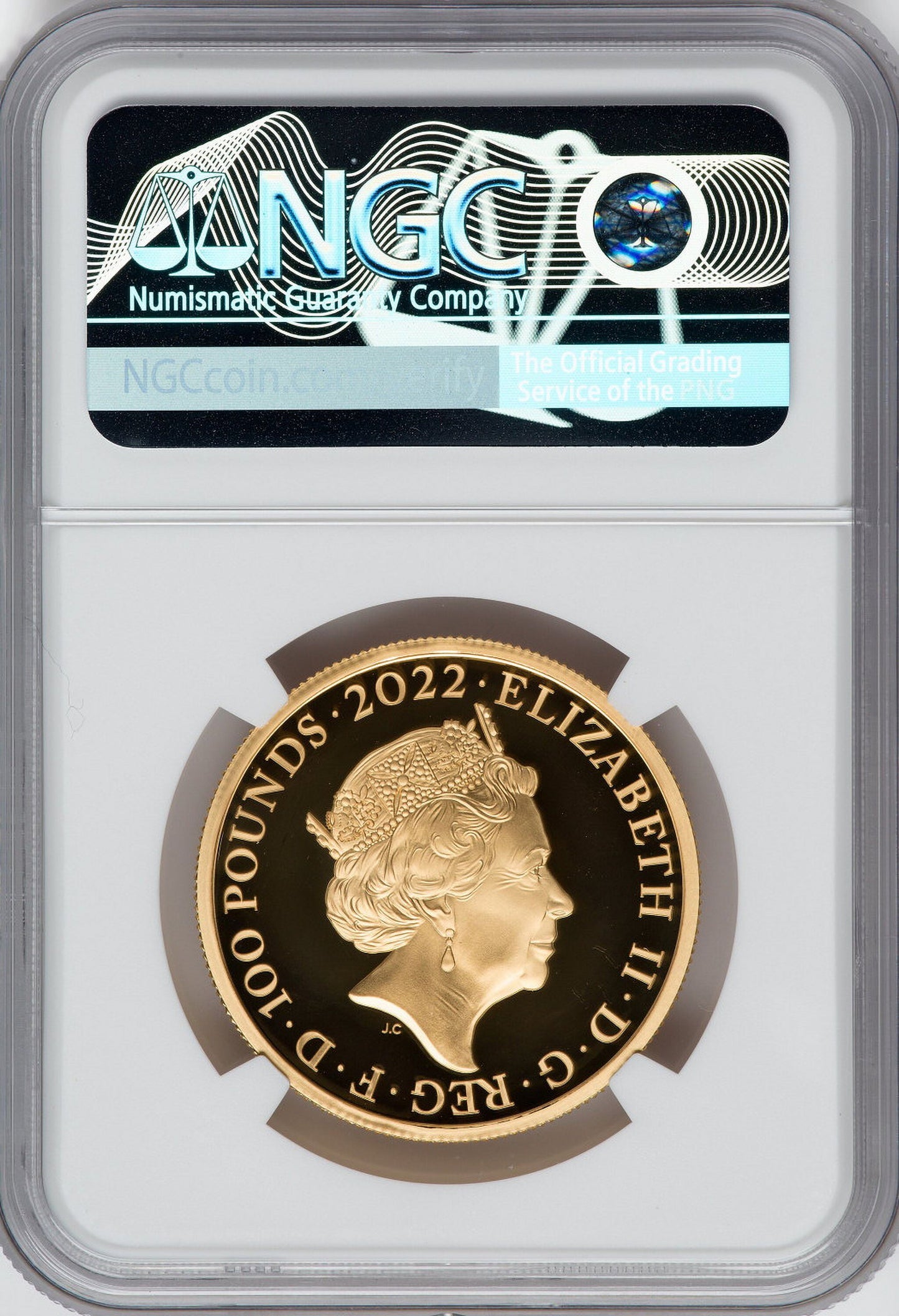 Elizabeth II Gold George I 100 Pounds 2022 PR70 Ultra Cameo NGC. One of First 100 Struck World Coins NGC MS70