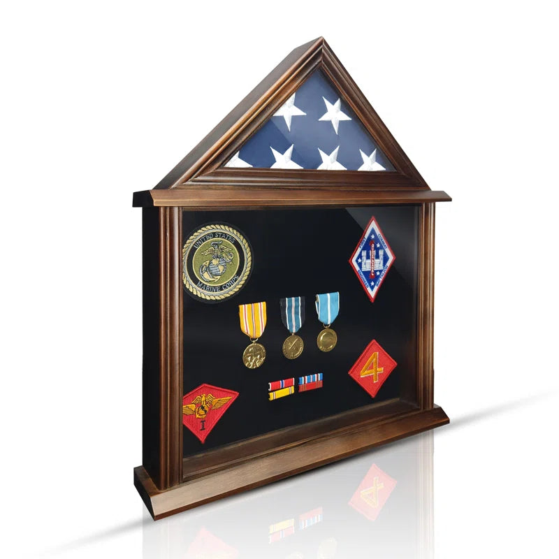 21'' H X 17'' Military Shadow Box Display- 3X5' Flag