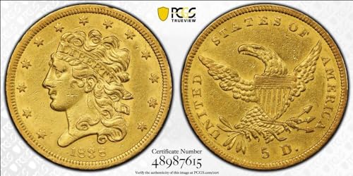 Rare 1838 Liberty Head Half Eagle $5 Gold Coin – AU Detail by PCGS!”