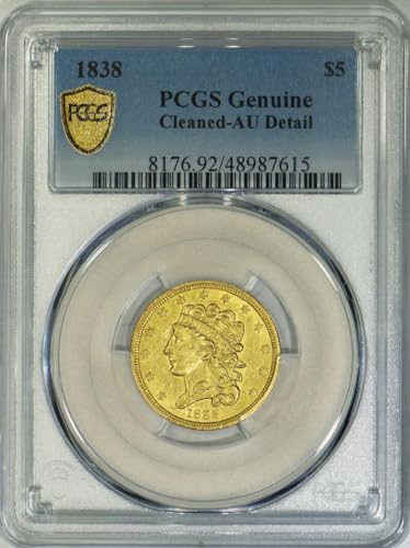 Rare 1838 Liberty Head Half Eagle $5 Gold Coin – AU Detail by PCGS!”