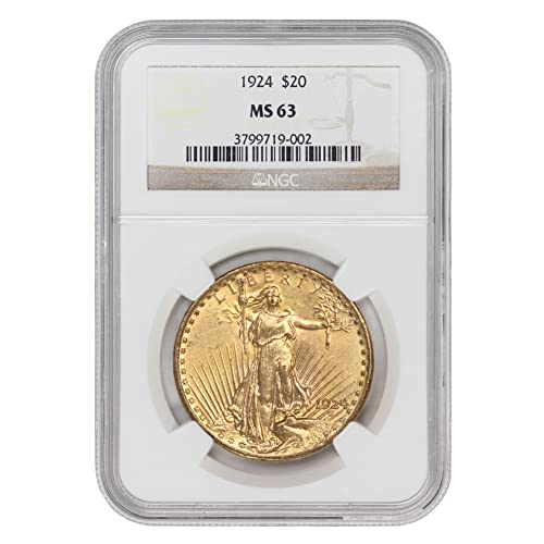1924 American Gold Saint Guadens Double Eagle MS-63 $20 MS63 NGC
