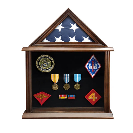 21'' H X 17'' Military Shadow Box Display- 3X5' Flag