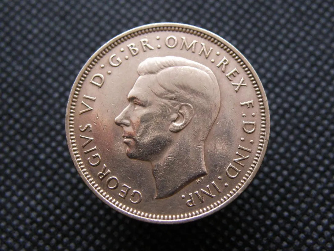 1948 British PENNY COIN - King George VI - Bronze - 1D Coin. Original Coin - Polished - Britannia - 76Th Birthday Gift (OS01)