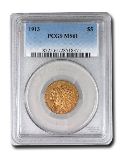 1913 Indian Head Gold Half Eagle $5 PCGS MS-61