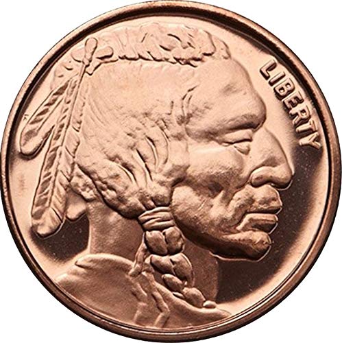 1 oz .999 Pure Copper Round/Challenge Coin (Buffalo Nickel Indian Head Design)