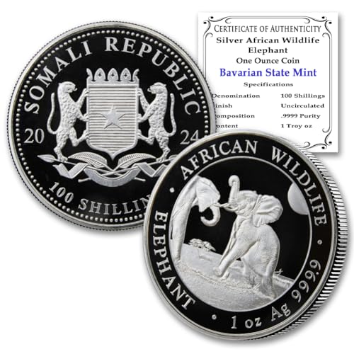 Brilliant Uncirculated 2024 Somalia Silver Elephant - African Wildlife 100 Shillings