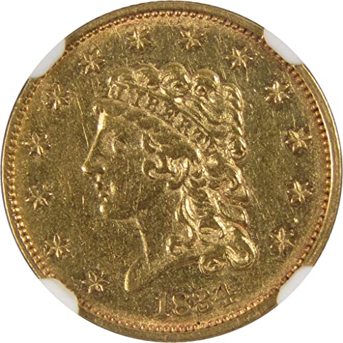 1834 No Motto Classic Head Quarter Eagle AU 58 NGC Gold SKU:CPC3656