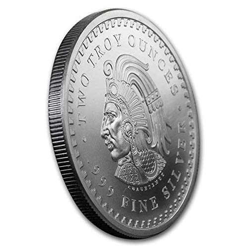 New 2 oz Silver Aztec Calendar Stone Coin - Eagle Warrior Tenochtitlan Emperor”