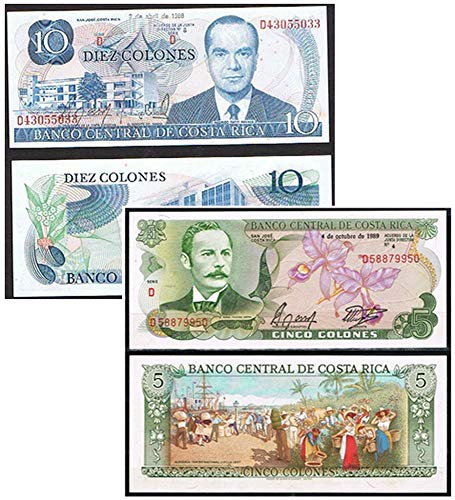 Gem Crisp 1986 Costa Rica Banknote Pair - Flawless Bills