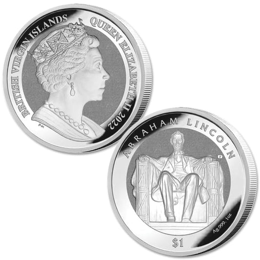 Rare 2022 BVI Lincoln Memorial Silver Coin – 1 oz BU with Reverse Proof!