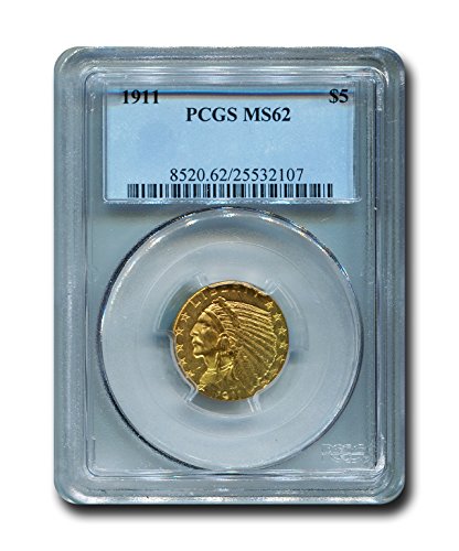 1911 Indian Head Gold Half Eagle $5 PCGS MS-62