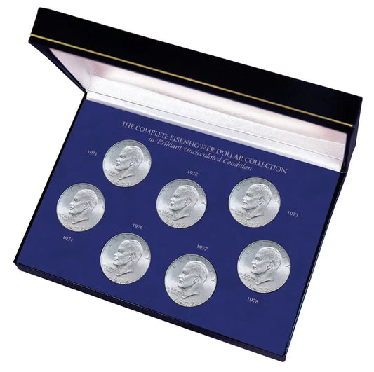 Complete Eisenhower Dollar Collection in Brilliant Uncirculated Condition Display Box