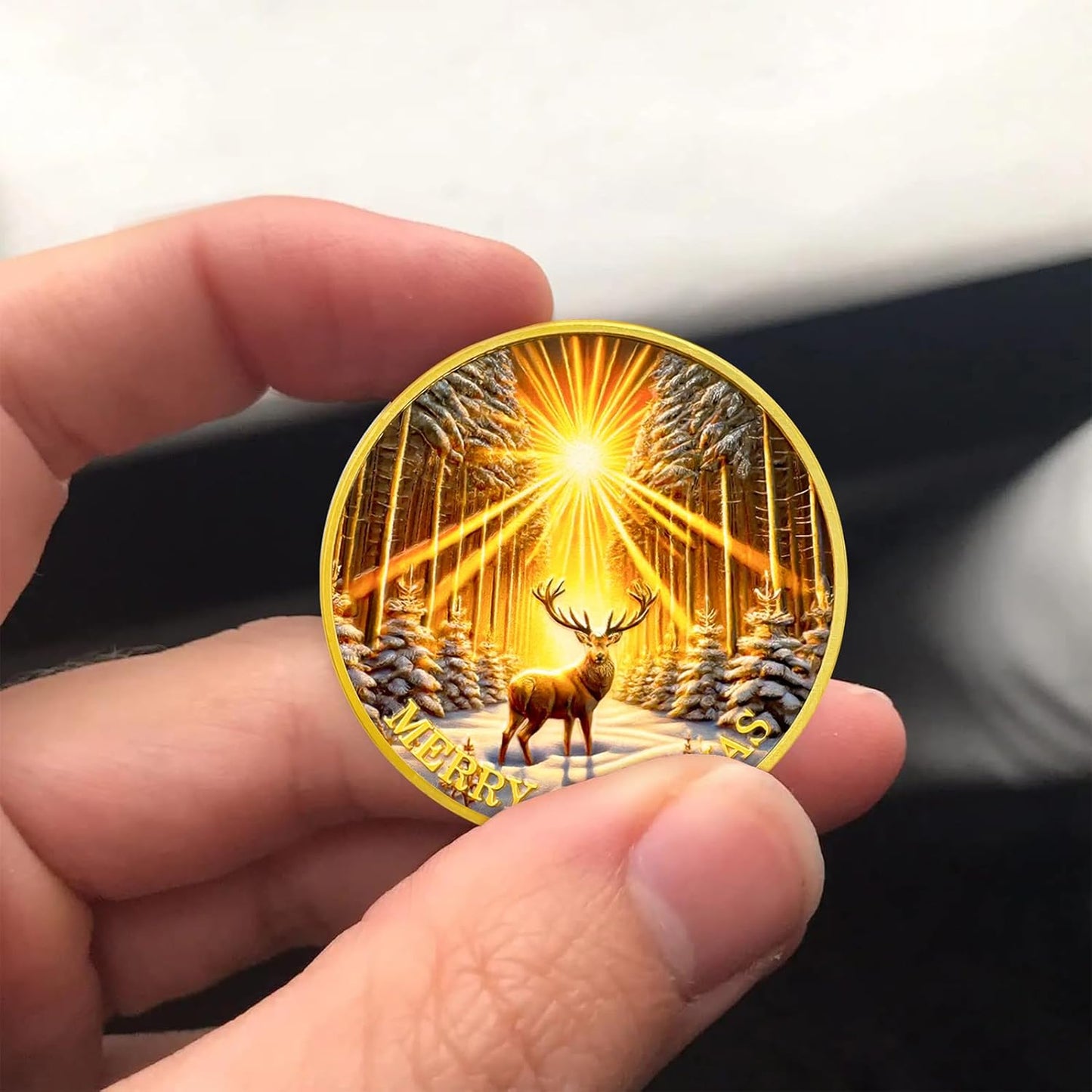 Challenge Coin Sun Deer Christmas Challenge Exquisitely Engraved Reindeer Design Christmas Decoration