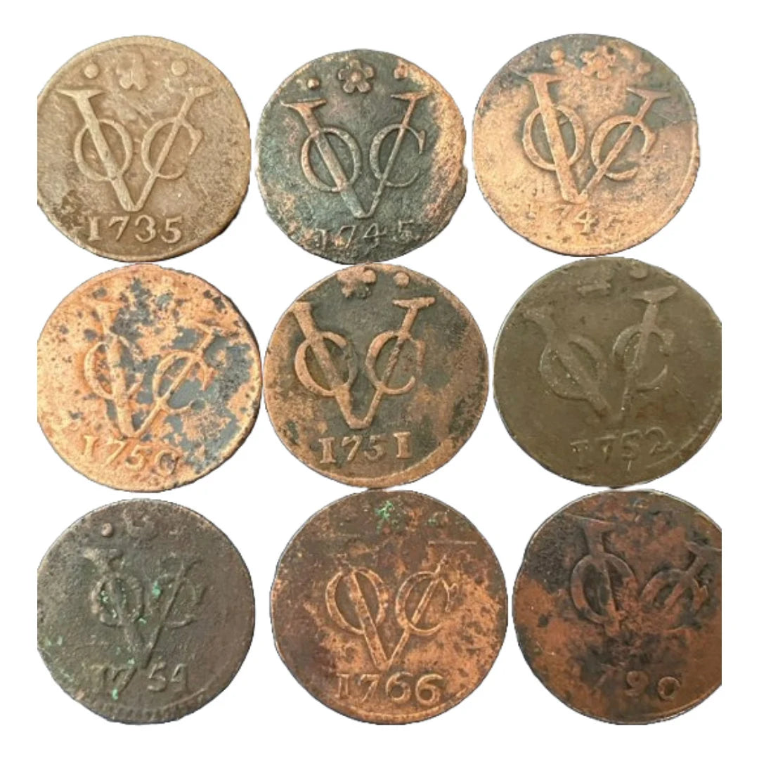 Set of 9 VOC Duiten - Historical Treasures from the Golden Age!