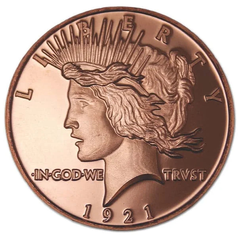 20 Count Copper Peace round - 1 AVDP Oz, .999 Pure Copper