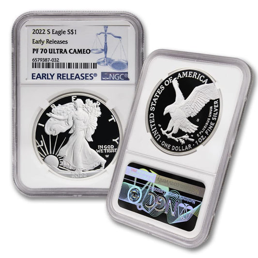 2022 S 1 Oz Proof American Silver Eagle PF-70 Ultra Cameo Coin (Early Releases) $1 NGC PF70UCAM