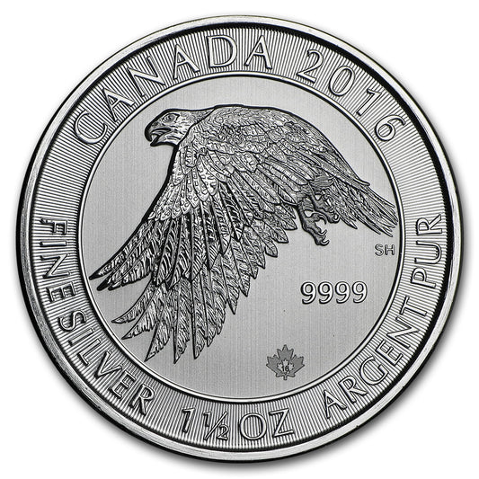 2016 Canada 1.5 Oz Silver $8 White Falcon BU