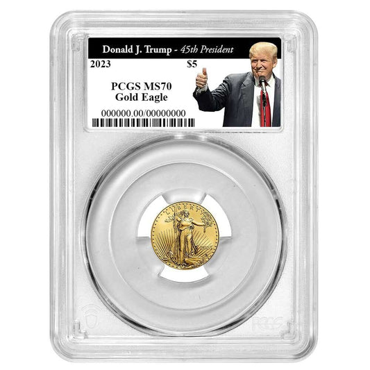 2023 $5 American Gold Eagle MS70 – Trump 45th President Label!