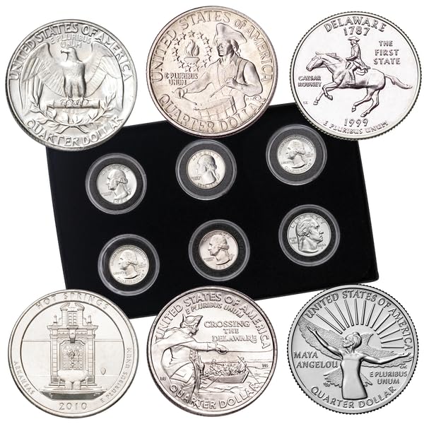 Collectible 1964-2022 Washington Quarter Set – 6 Uncirculated Coins with Holder!