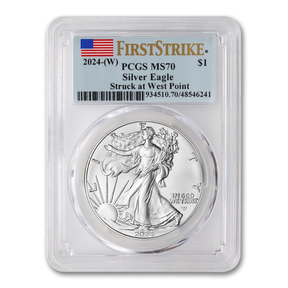 Rare 2024 (W) Silver Eagle MS-70 – Flag Label, First Strike from West Point!