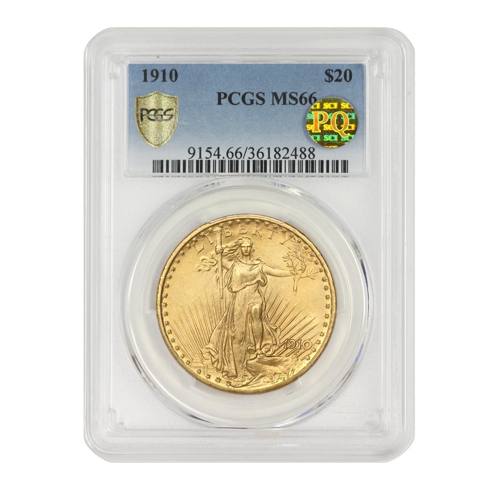 1910 $20 Gold Saint Gaudens Double Eagle – PCGS MS66 PQ – Mint State Gold