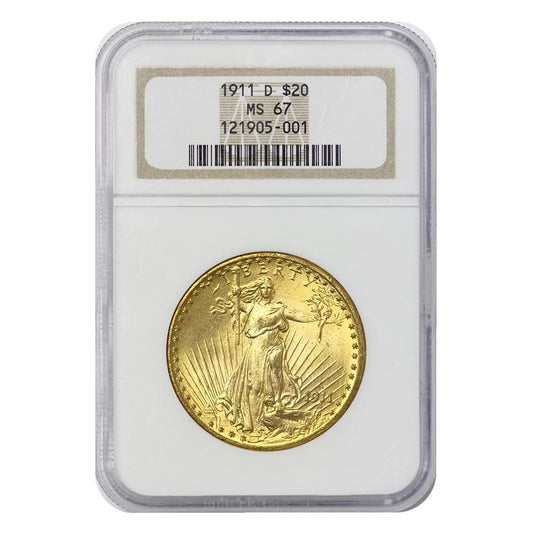 Rare 1911-D American Gold Saint Gaudens Double Eagle MS-67 – Historical Treasure