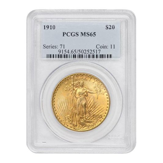 1910 American Gold Saint Gaudens Double Eagle MS-65 $20 MS65 PCGS