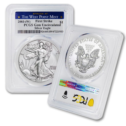 2003 (W) American Silver Eagle Gem Uncirculated – First Strike, West Point Mint!