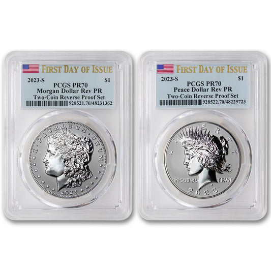 1884-O Morgan Silver Dollar & Peace Silver Dollar Reverse Proof Set