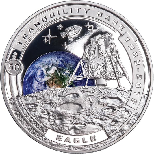 Collectible 2019 Moon Landing 50th Anniversary Coin – Proof Silver-Plated!
