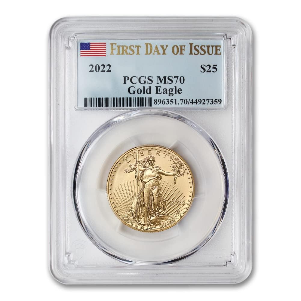 2022 1/2 oz American Gold Eagle MS-70 – First Day of Issue Flag Label