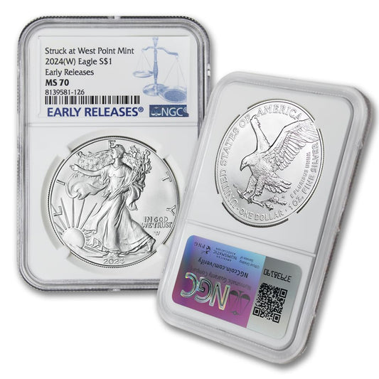 2024 (W) American Silver Eagle MS-70 – Early Releases, Perfect Condition!