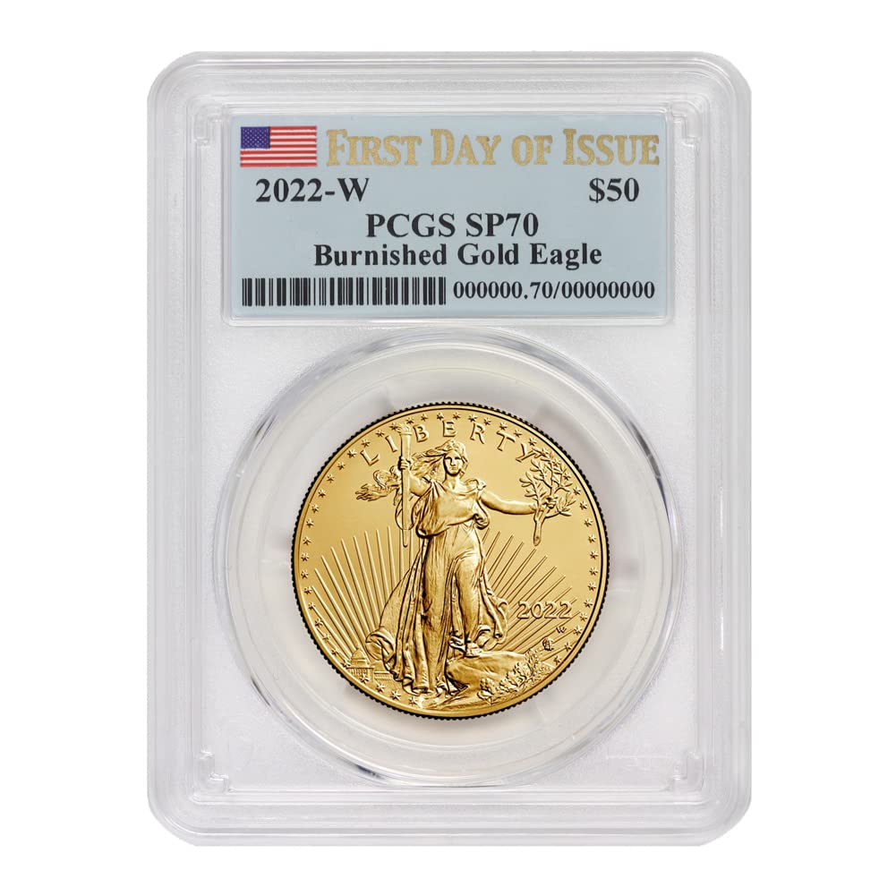 Rare 2022-W 1 oz American Gold Eagle SP-70 - First Day of Issue, Flag Label