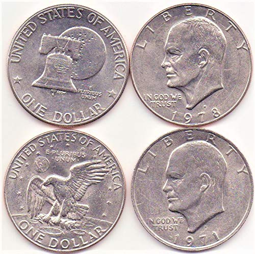 Eisenhower (Ike) Dollar Coins - Set of 4 Different Dates (1971-1978)