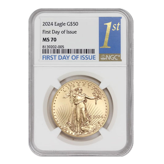 2024 1 oz American Gold Eagle MS-70 First Day of Issue $50 MS70 NGC