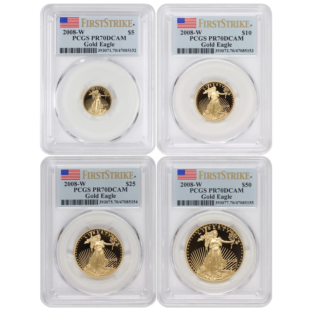 2008 W Set of 4 American Gold Eagles PR-70 Deep Cameo First Strike