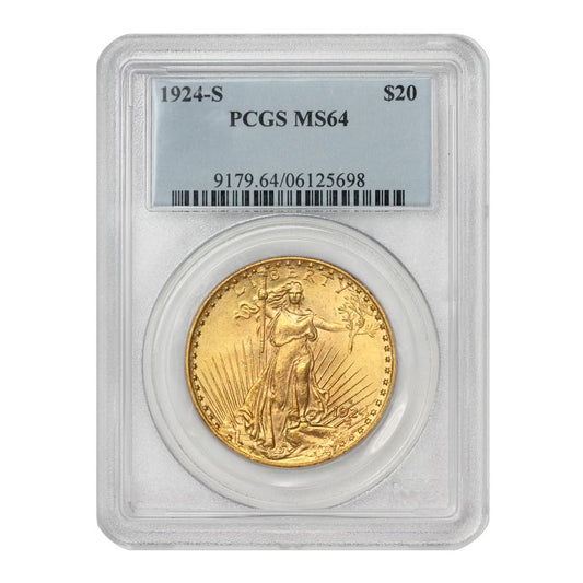 1924 S American Gold Saint Gaudens Double Eagle MS-64 $20 MS64 PCGS